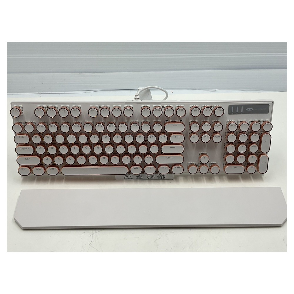 MageGee MK-STORM Mechanical Keyboard Retro Typewriter White Rose Gold Wired LED